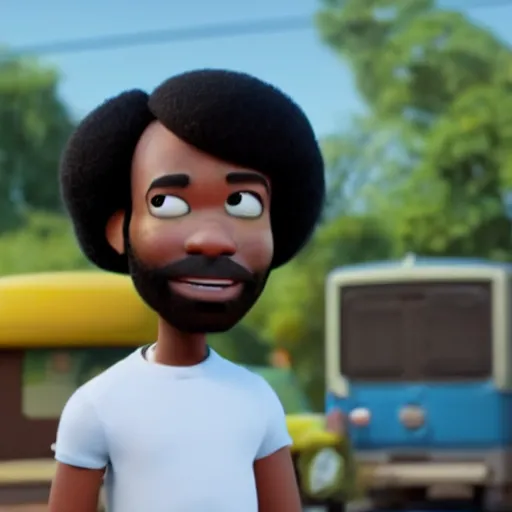 Prompt: a still of donald glover in a pixar movie. 3 d rendering. unreal engine. amazing likeness. very detailed. cartoon caricature.