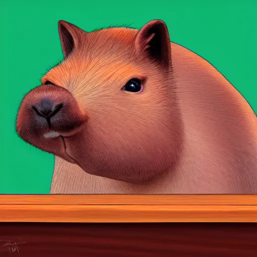 Image similar to capybara drunk at a bar digital art painting