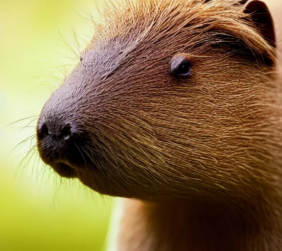 Image similar to a portrait of capybara with a mushroom cap growing on its head by luis royo. intricate. lifelike. soft light. sony a 7 r iv 5 5 mm. cinematic post - processing