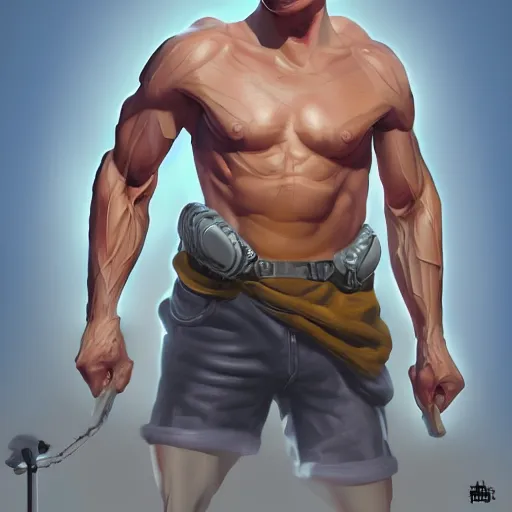 Prompt: Muscular Jerma , digital art , hyperdetailed , artstation , cgsociety , matt painting , concept art