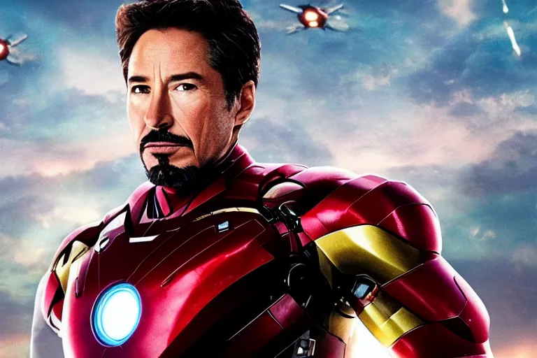 Prompt: richard gere is iron man, epic scene from marvel movie