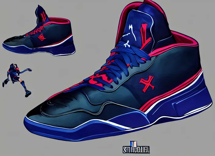 Image similar to basketball sneakers concept of nightcrawler, trending on artstation, smooth, sharp focus