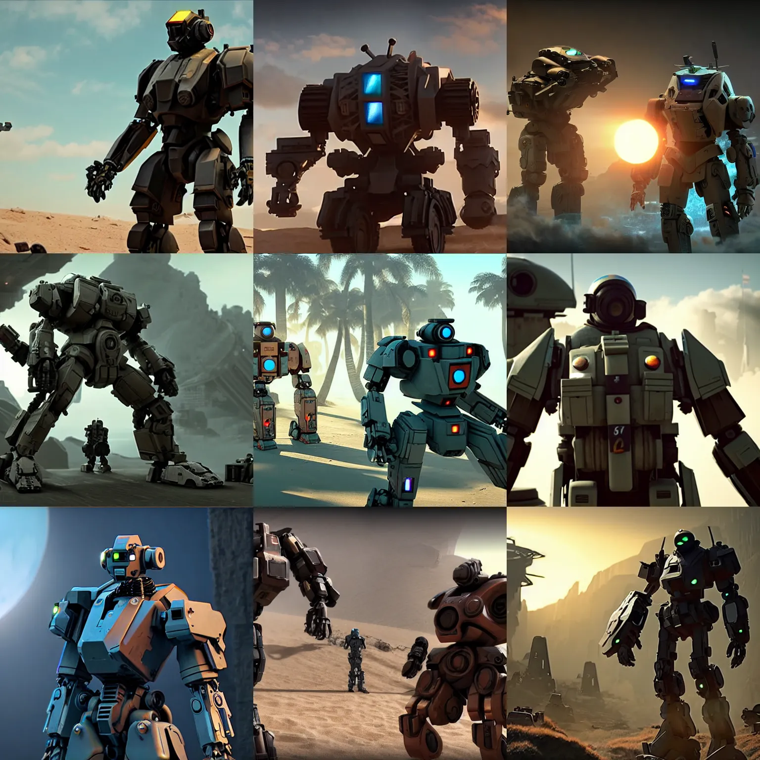 Prompt: cinematic still in 2 0 2 0 / 2 0 2 1 / 2 0 2 2 unity demo video and pacfic rim movie, mech warrior