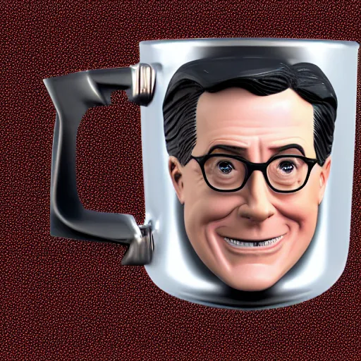 Prompt: stephen colbert face inside a foamy!!! a clear beer stein, 8 k, ultra realistic details