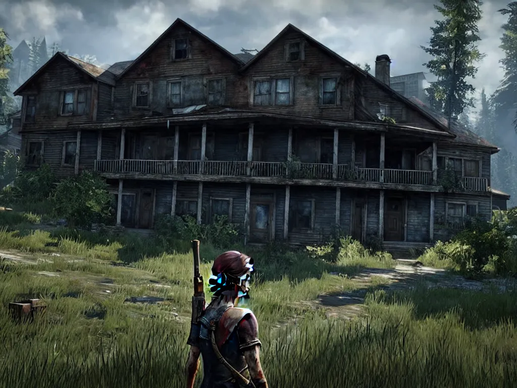 Prompt: a picture of a house, still from the last of us 2