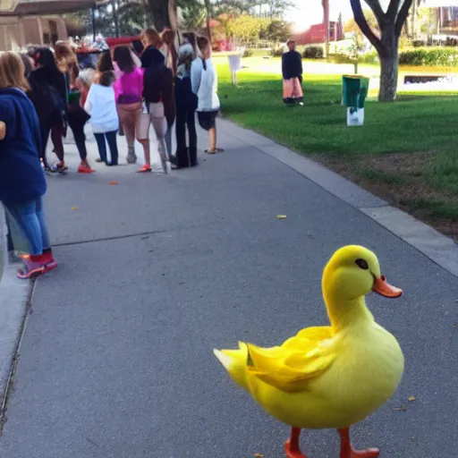 Prompt: so a duck walked up to the lemonade stand