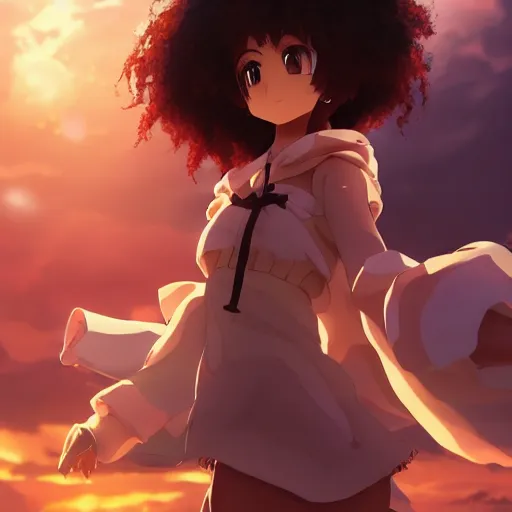 a beautiful 3d brown anime girl, brown skin, black, Stable Diffusion