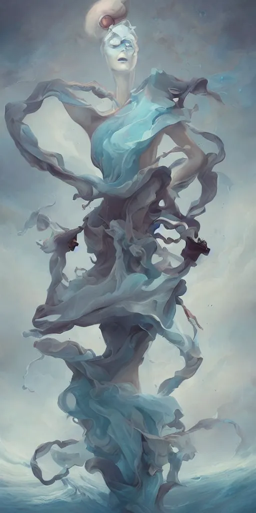 Prompt: the artwork of peter mohrbacher, flowing fabric robot prince