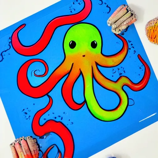 Image similar to colorful octopus playing pieces for a tabletop game