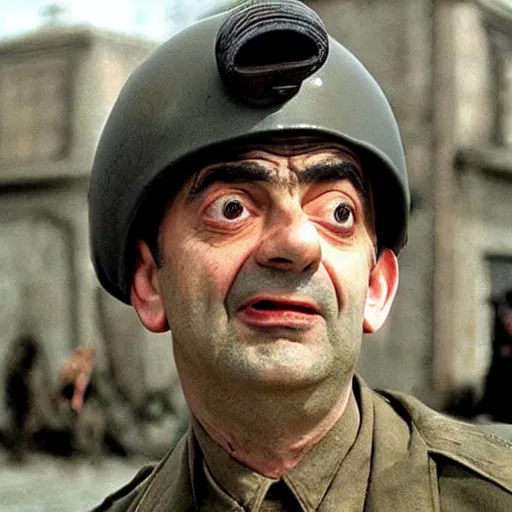 Prompt: Mr Bean in Saving Private Ryan