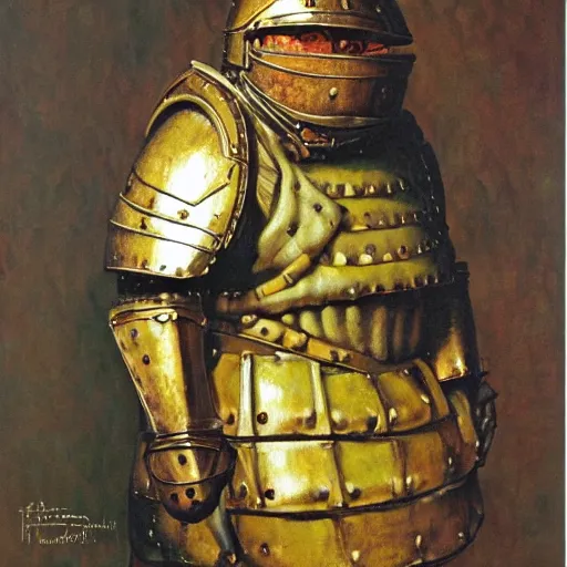 Image similar to Siegmeyer of Catarina, oil on canvas, by Norman Rockwell