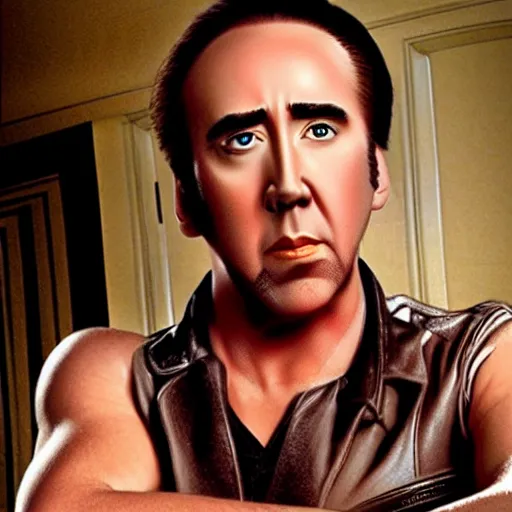 Image similar to Nicolas Cage in style of Tom of Finland