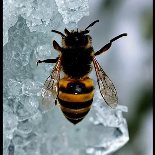 Image similar to a bee frozen in ice