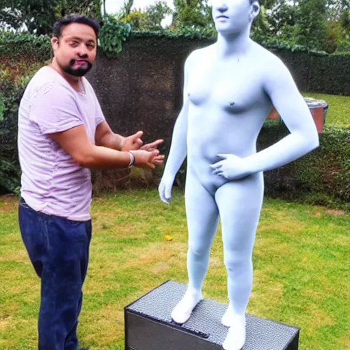 Image similar to a 3 d printer 3 d printing a human statue