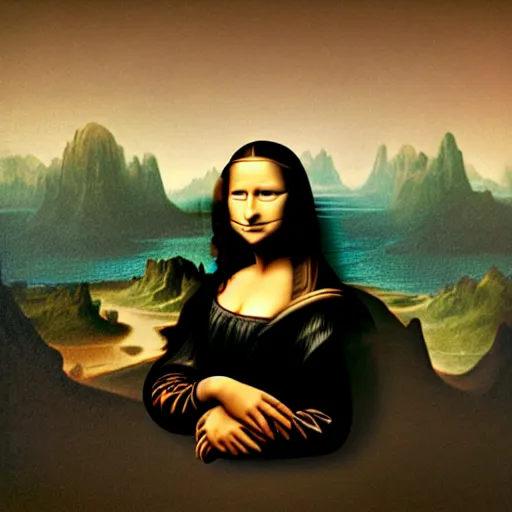 Prompt: mona lisa in the style of zdzisław beksinski, matte painting, 4 k