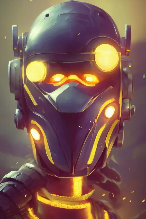 Image similar to epic mask helmet robot ninja portrait stylized as fornite style game design fanart by concept artist gervasio canda, behance hd by jesper ejsing, by rhads, makoto shinkai and lois van baarle, ilya kuvshinov, rossdraws global illumination radiating a glowing aura global illumination ray tracing hdr render in unreal engine 5