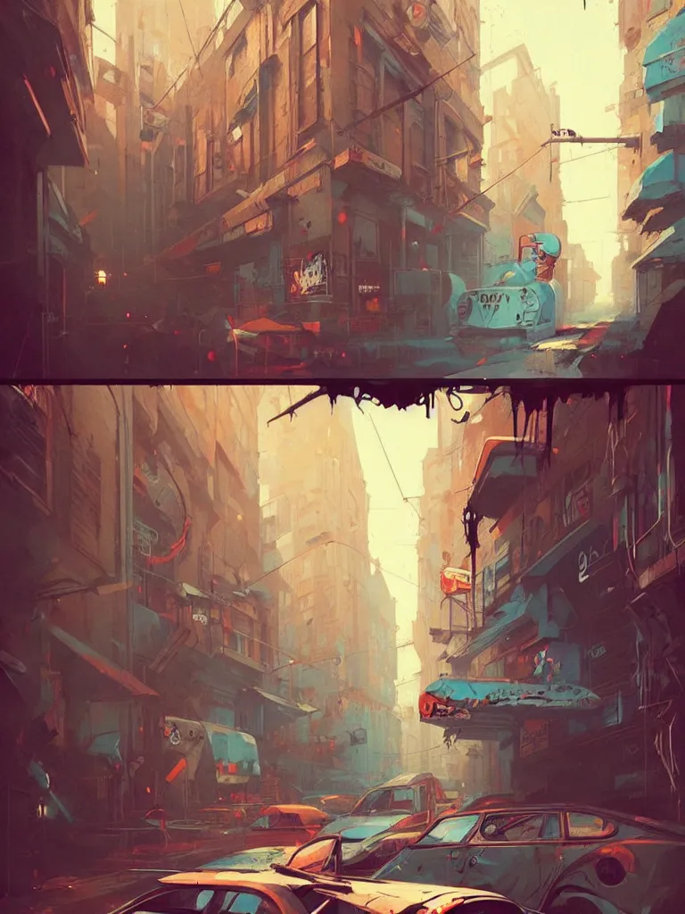 Image similar to vintage graffiti by greg rutkowski, beautiful colors, depth, anamorphic illustration, highly detailed, simple, no jagged lines, smooth, artstation, artwork by obey and miss van