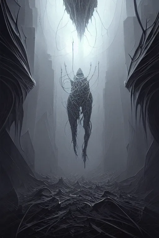 Prompt: professional concept art of a symmetrical fractal ominous floating terrifying thing in a dark room by artgerm and greg rutkowski ( thin white border ). an intricate, elegant, highly detailed digital painting, concept art, smooth, sharp focus, illustration, in the style of cam sykes, wayne barlowe, igor kieryluk.