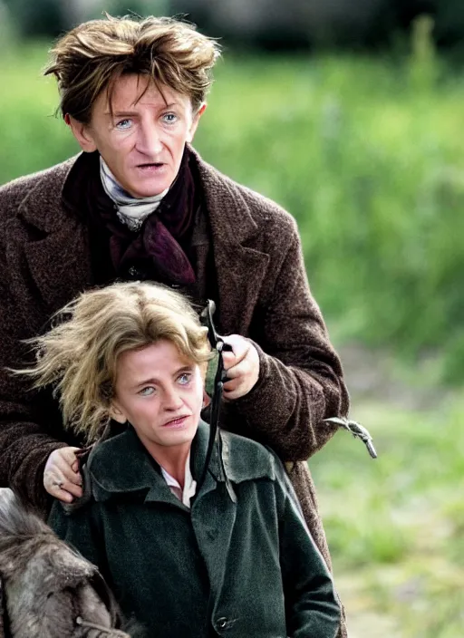 Image similar to film still of Sean Penn as Nanny McPhee in Nanny McPhee, 4k