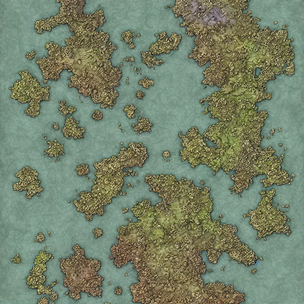 Image similar to detailed fantasy map, cartography, art by devon rue, swllsword maps, critical role, wotc, roll 2 0, dndbeyond, godsfall, fantasy, world, bright, sharp focus, smooth, sharpened