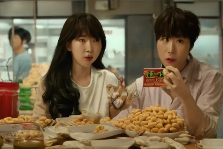 Prompt: korean film still from korean adaptation of cereal central: the series