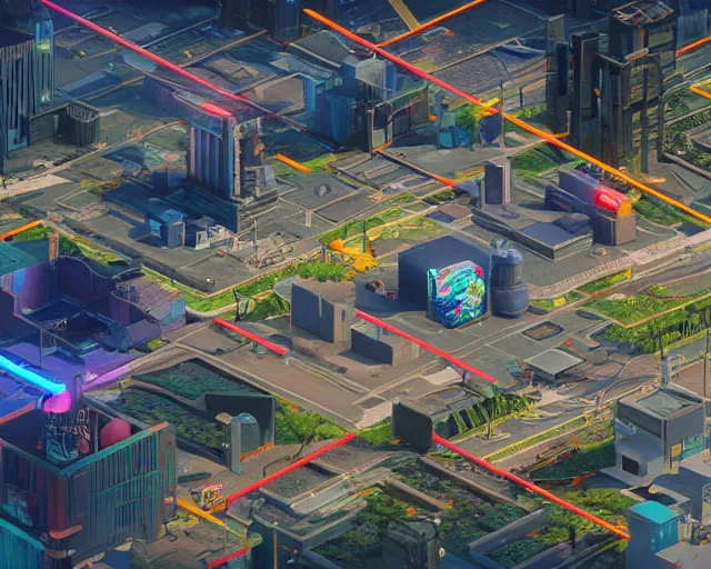 Prompt: fictional 3 d land plot, moe art style, isometric, inspired by cyberpunk 2 0 7 7, highly detailed map, realistic proportions, realistic lighting, hyperrealistic, octane render, unreal engine 5