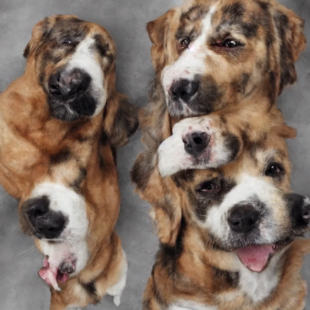 Image similar to realistic photo of a mix of every dog breed combined