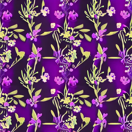 Prompt: Icon for a clothing company called Wild Flower,dark purple background, floral, simple