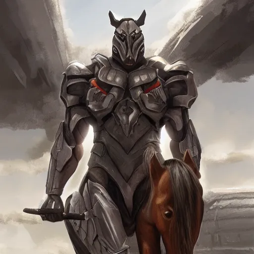 Prompt: an absurdly muscular and huge anthro horse, wearing skintight combat suit made of leather and fabric, a high - tech facility background, highly detailed, digital painting, artstation, concept art, illustration, art by artgerm, greg rutkowski, wlop