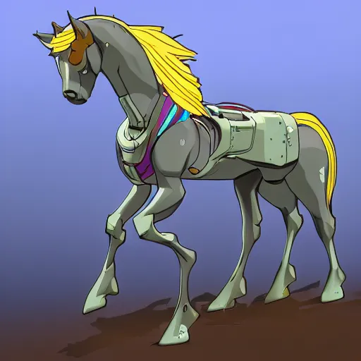 Prompt: cyborg horse, cel-shading, 4k