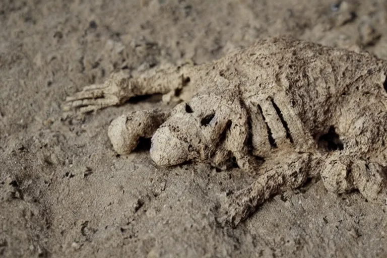 Image similar to fossilized muppet skeleton archaeology expedition photography