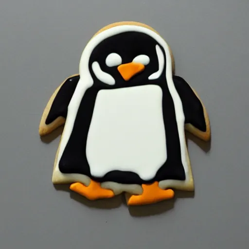 Image similar to cookie in the shape of linux penguin