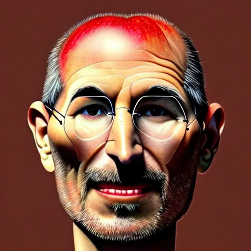 Image similar to a pile of apples, apples, apples arranged in the shape of a face resembling steve jobs, apples, fantasy, intricate, elegant, highly detailed, lifelike, photorealistic, digital painting, artstation, illustration, smooth, sharp focus, art by giuseppe arcimboldo