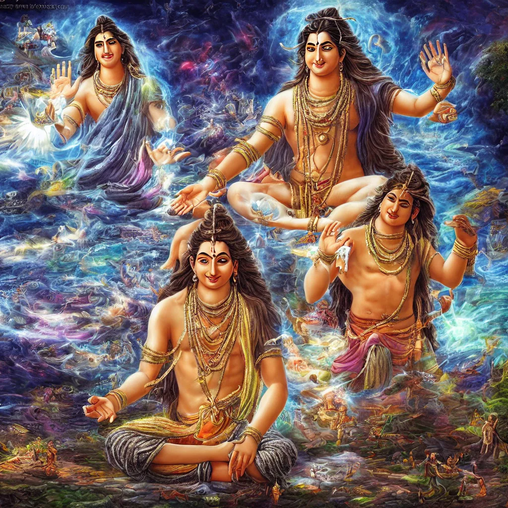 Image similar to lord shiva creating the multiverse, fantasy artwork, high resolution