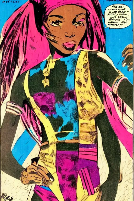 Image similar to !dream native african girls drawn by Jack Kirby, vintage 70s comic cover