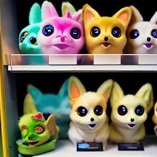 Image similar to corgi furby toy on a store shelf, cute, hyperrealistic, award - winning photograph