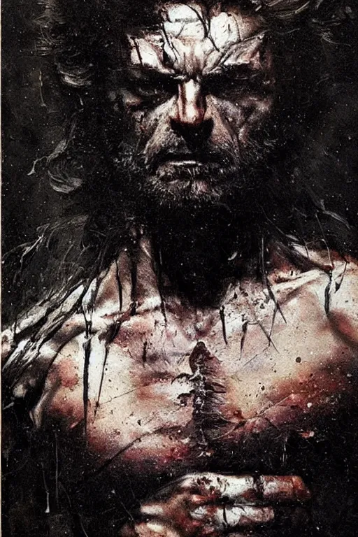 Image similar to Wolverine from the X-Men painting by Nicola Samori