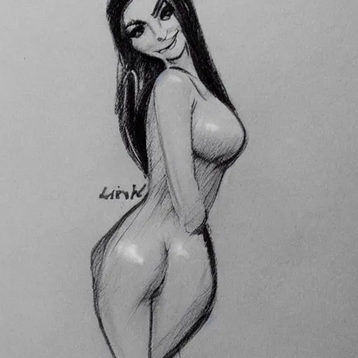 Image similar to milt kahl sketch of victoria justice with kim kardashian body