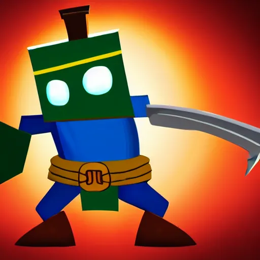 Prompt: boxman wielding a sword