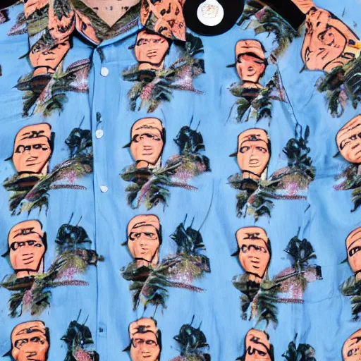 Image similar to a hawaiian shirt with a pattern of lenin heads