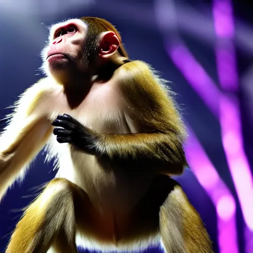 Prompt: Monkey performing at the Super bowl