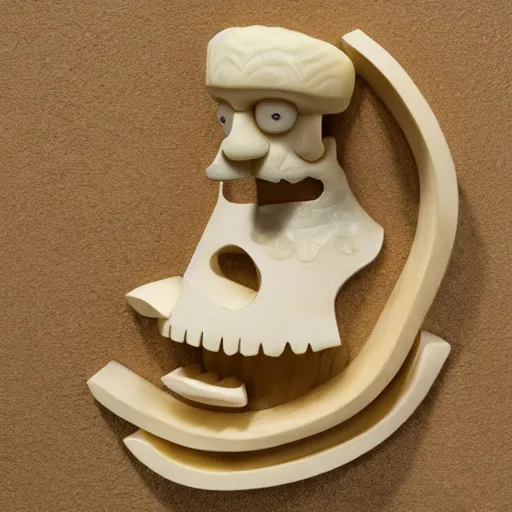 Image similar to ivory tusk carved in the shape of homer simpson