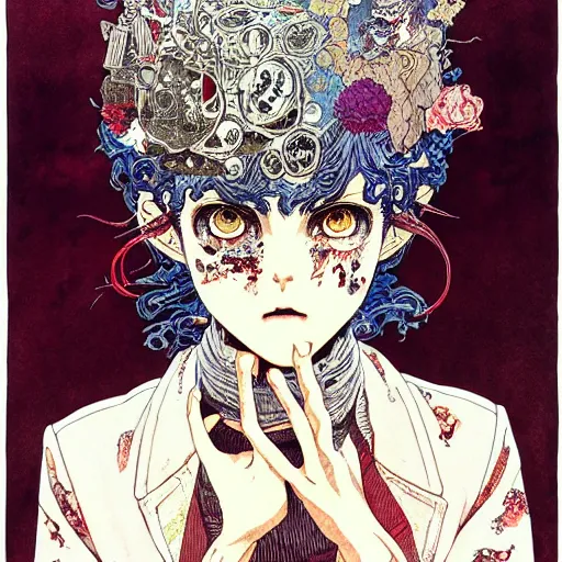 Prompt: prompt: Portrait painted in Akira style drawn by Vania Zouravliov and Takato Yamamoto, inspired by Fables, intricate acrylic gouache painting, high detail, sharp high detail, manga and anime 2000