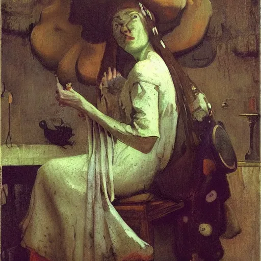 Image similar to women of the damned illustrated by johannes vermeer, greg rutkowski, gaston bussiere, van gogh, davinci, and zdzisław beksinski, award - winning, cgsociety contest winner