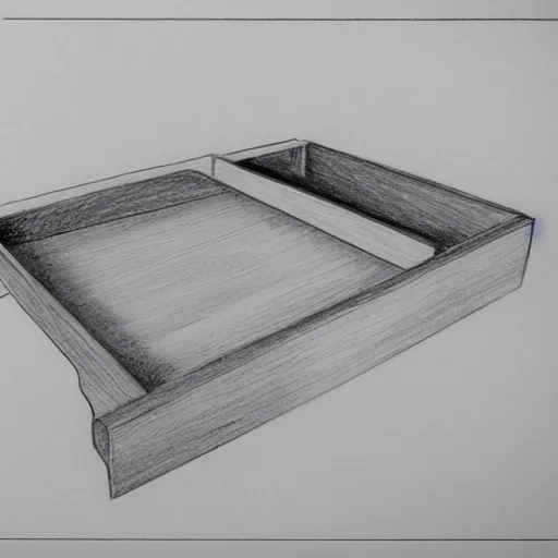 Image similar to a sketch of a kitchen drawer, drawing,