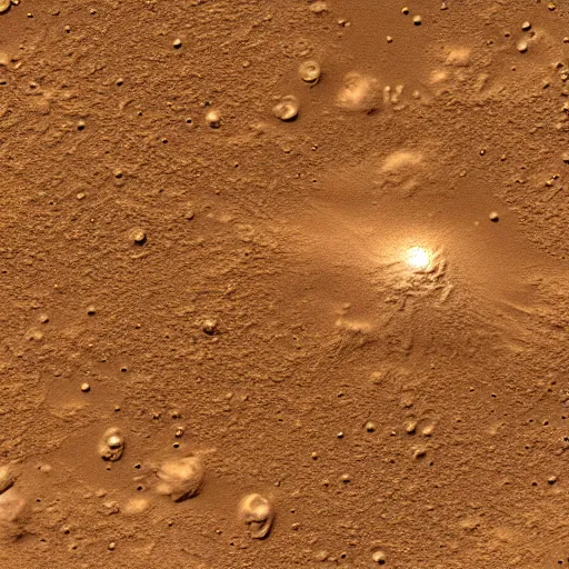 Prompt: photo of the mars surface made of gold dust, credit NASA JPL