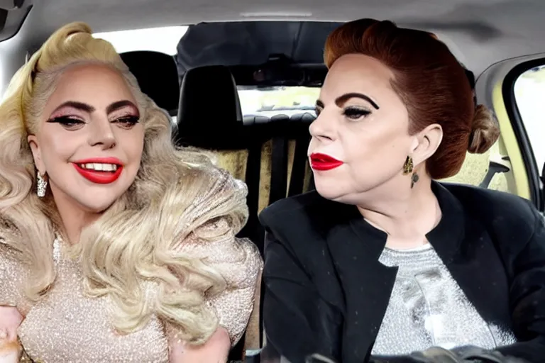 Image similar to lady gaga and judy garland carpool karaoke