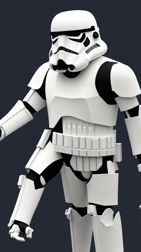 Image similar to a stormtrooper as a low - poly, blocky, basic shapes, low detail, hard edges, 3 d render - isometric. minimalistic. color harmony, 8 k detail, gallery quality, hd wallpaper, premium prints available, hyper - detailed, intricate design.