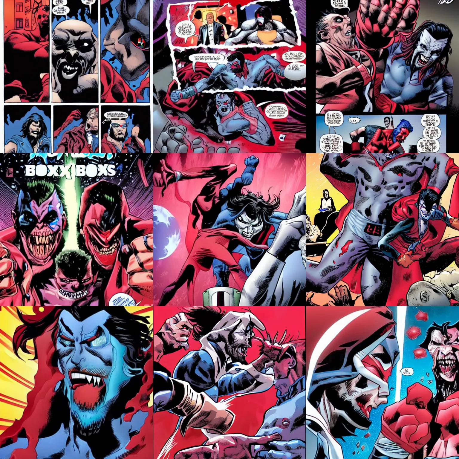 Prompt: Morbius defeats Thanos in a boxing match