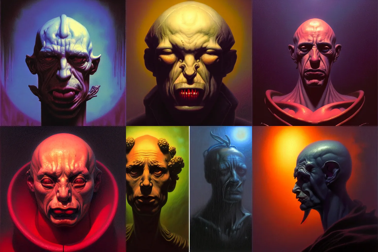 Prompt: cinematic bust portrait of gothic degenerate trader daemon, head and bust only, by Tim Hildebrandt, by Wayne Barlowe, by Bruce Pennington, by Zdzisław Beksiński, by Paul Lehr, oil on canvas, masterpiece, trending on artstation, featured on pixiv, cinematic composition, astrophotography, dramatic pose, beautiful lighting, sharp, details, details, details, hyper-detailed, no frames, HD, HDR, 4K, 8K
